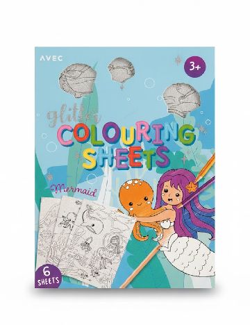 Set foi de colorat cu sclipici 6 bucati AVEC, mix culori