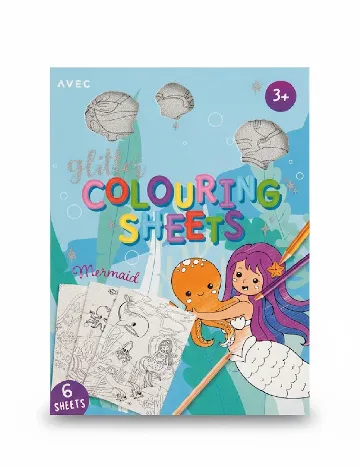 Set foi de colorat cu sclipici 6 bucati AVEC, mix culori