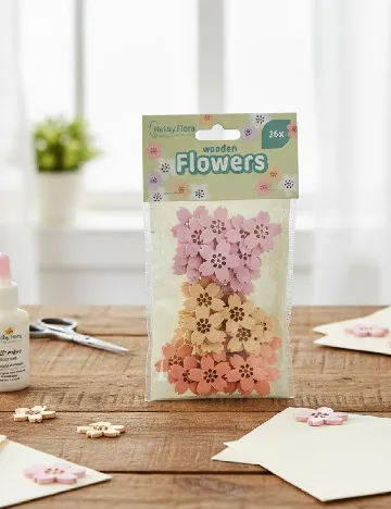 Set flori din lemn Hobby Flora, mix culori