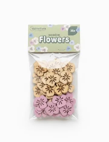 Set flori din lemn Hobby Flora, mix culori