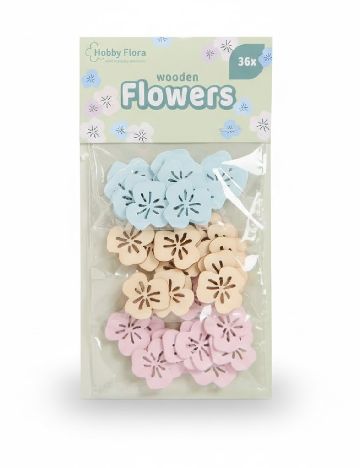Set flori din lemn Hobby Flora, mix culori