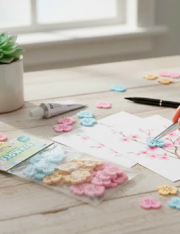 Set flori din lemn Hobby Flora, mix culori