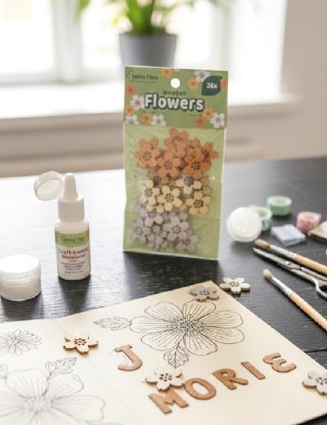 Set flori din lemn Hobby Flora, mix culori