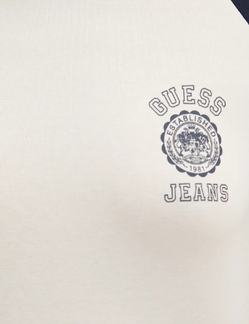 Tricou Guess Jeans, ecru