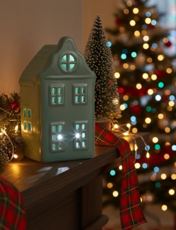 Lampion ceramic cu iluminare LED Home Accents, verde