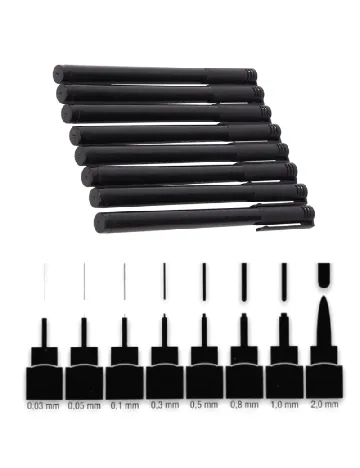 Set de finelinere 8 bucati AVEC, negru