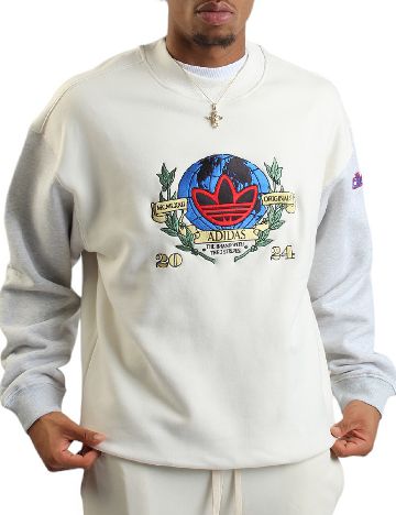 Bluza Oversize Adidas, ecru/gri