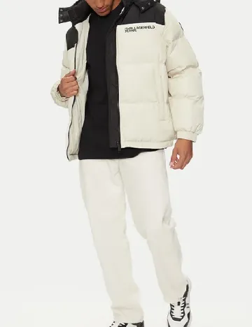 Geaca Karl Lagerfeld Jeans, ecru