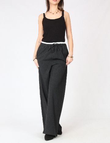 Pantaloni Oui, gri inchis