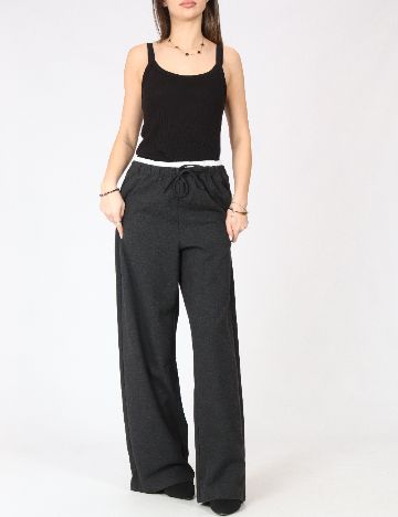 Pantaloni Oui, gri inchis