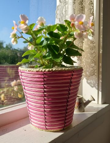 Cos decorativ pentru plante Home Accents, roz