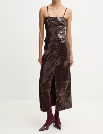 Rochie lunga Rotate, maro