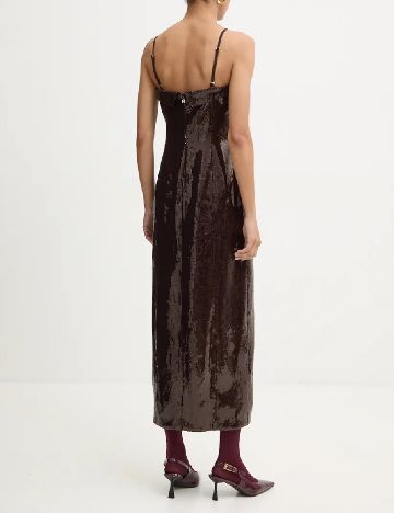 Rochie lunga Rotate, maro