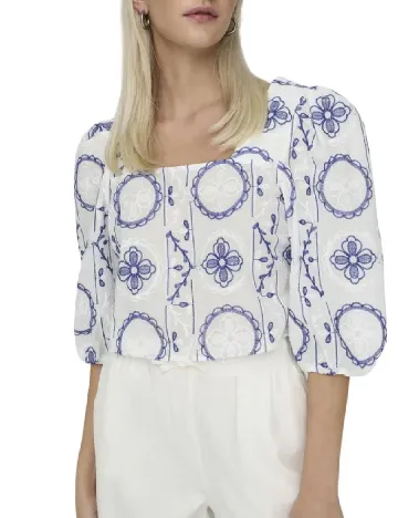 Bluza Only, alb/albastru