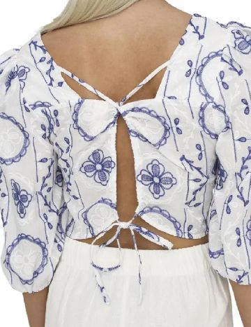 Bluza Only, alb/albastru