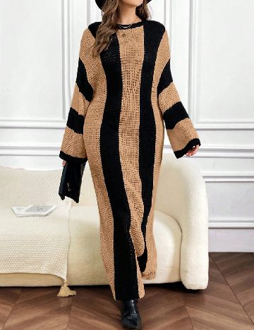 Rochie lunga SHEIN CURVE, negru/maro