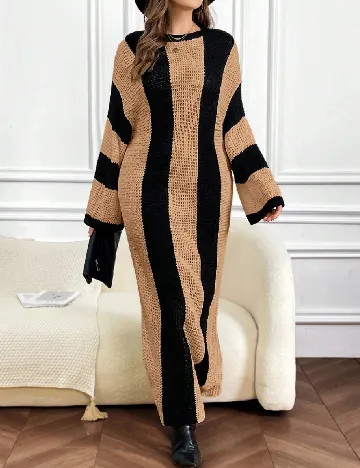 Rochie lunga SHEIN CURVE, negru/maro