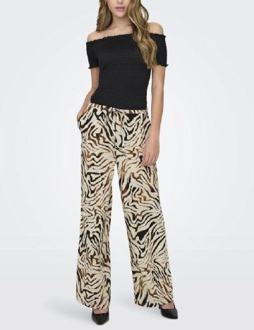 Pantaloni Jacqueline de Yong, maro/bej