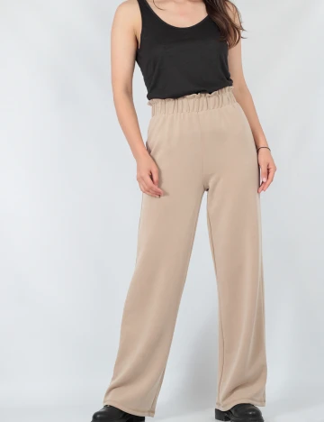 Pantaloni Pieces, maro deschis